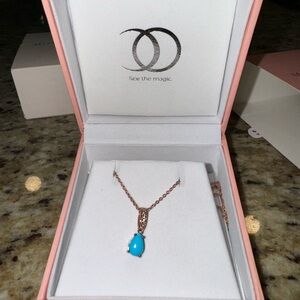 Brand new moon magic 18k rose gold vermeil necklace with genuine turquoise